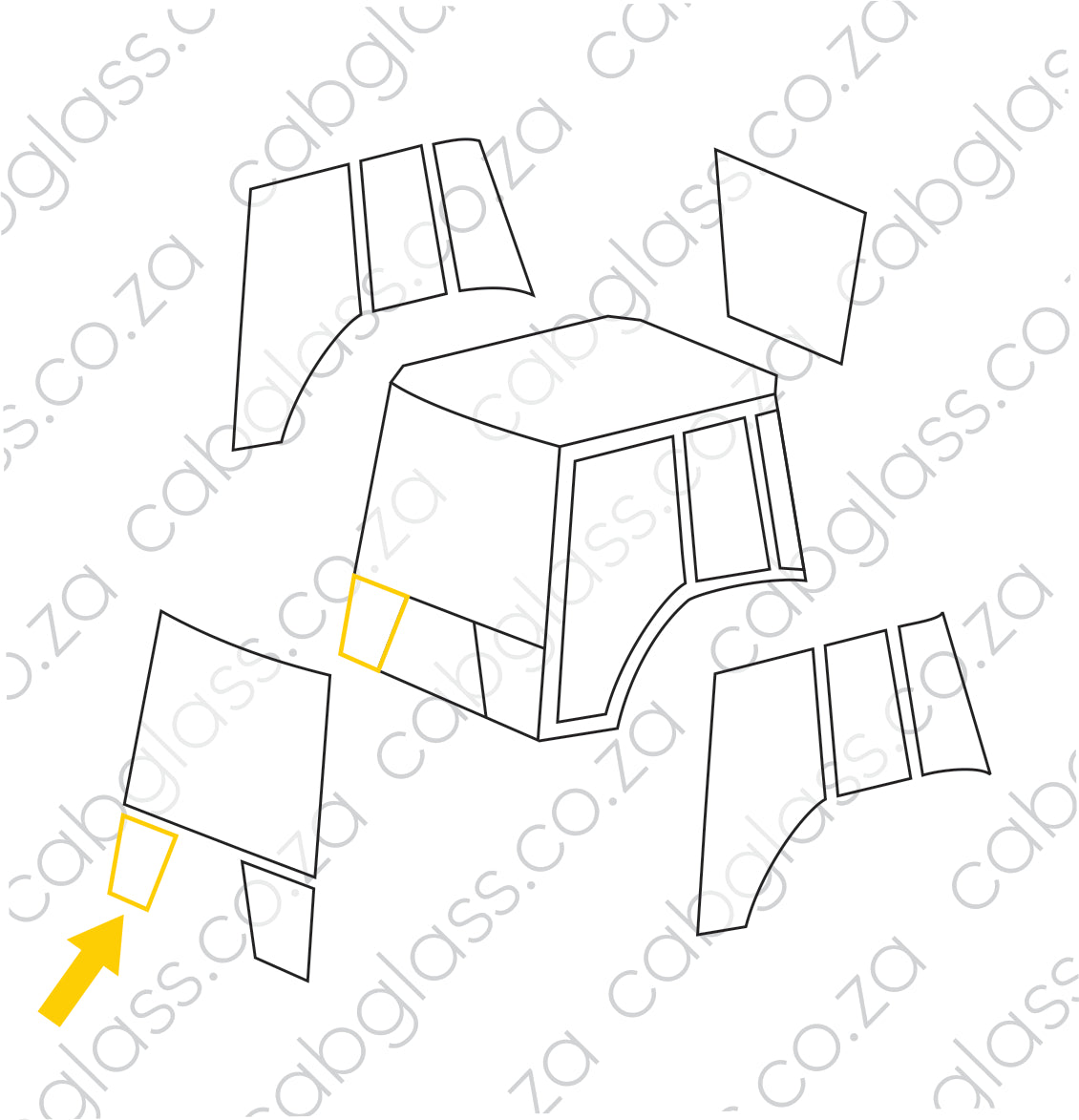 Windscreen lower right-hand, 129102, C70M23