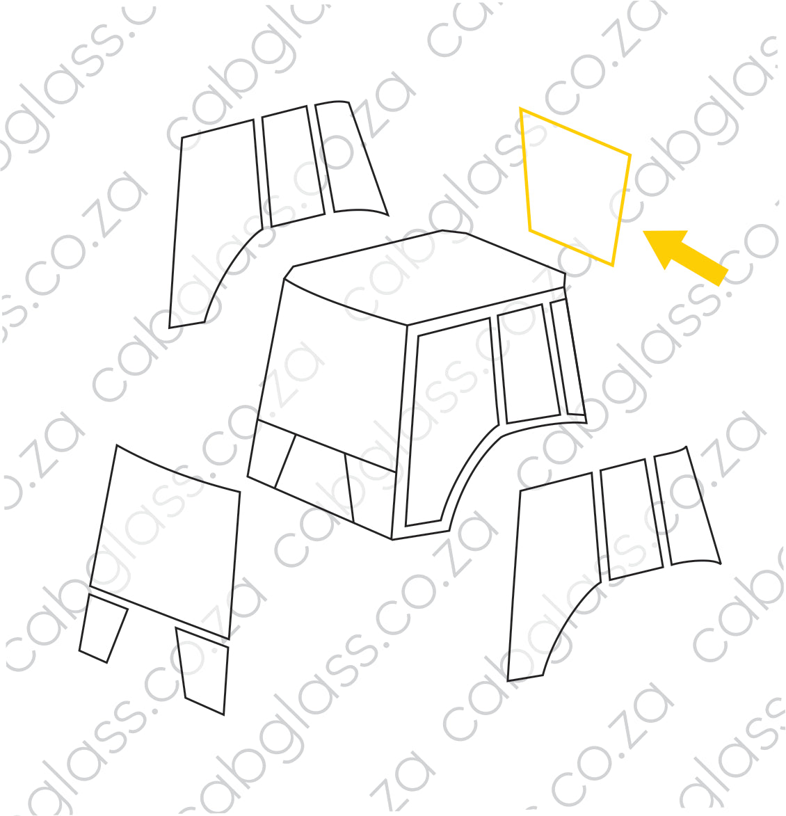 REAR CAB GLASS | BOBCAT TLB B730, B750