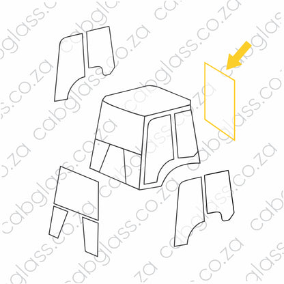 REAR CAB GLASS | TEREX TLB BACKHOE TLB840 - TLB990 CAB GLASS