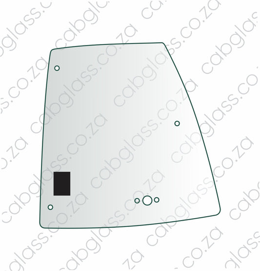 Upper right door glass for Caterpillar backhoe 416E–450F, replacement for part 205-9597